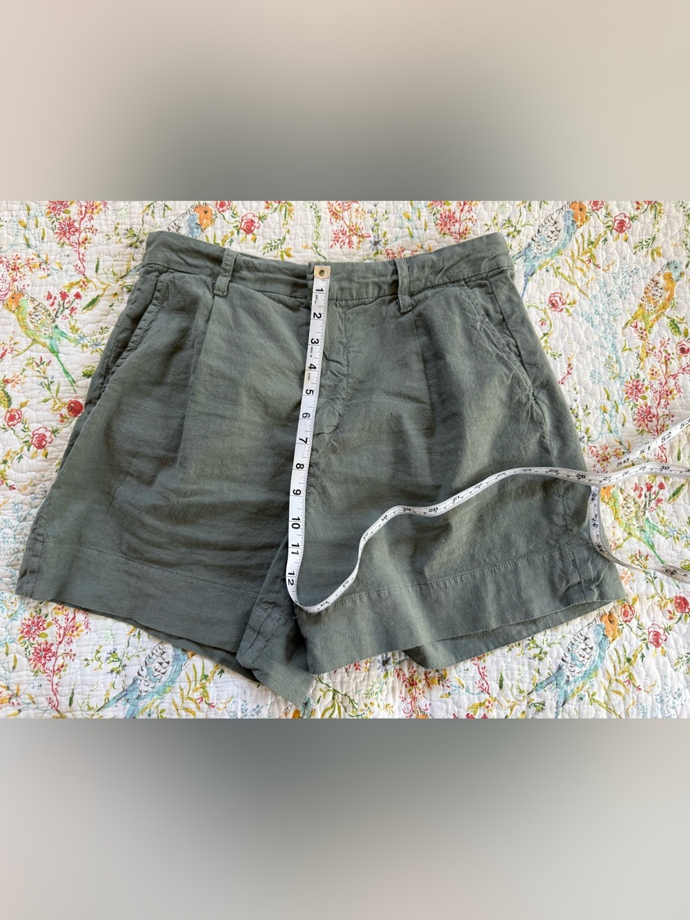 Frank & Eileen High-Waisted Cotton Linen Shorts size 6 - Picture 3 of 10